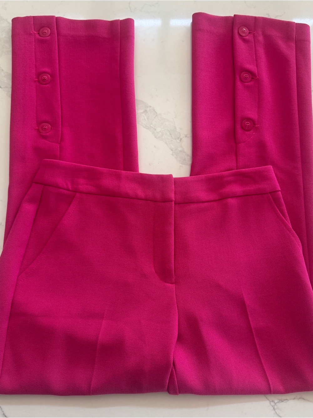 Trina Turk Vibrant Fuchsia Straight-Leg Pants with Button Cuffs